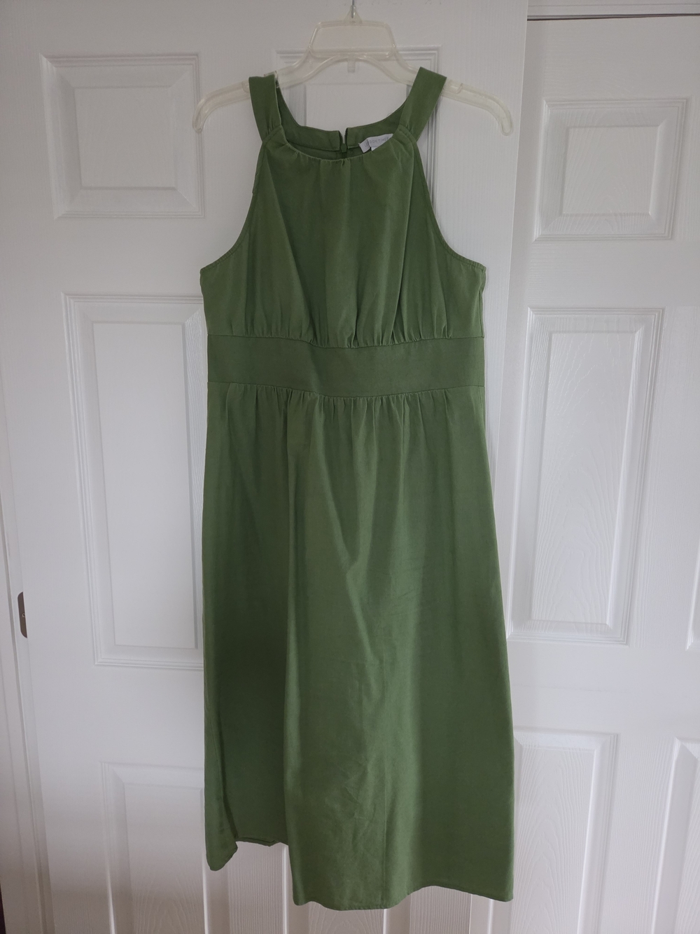 London Times Olive Green Halter Midi Dress (size 12)